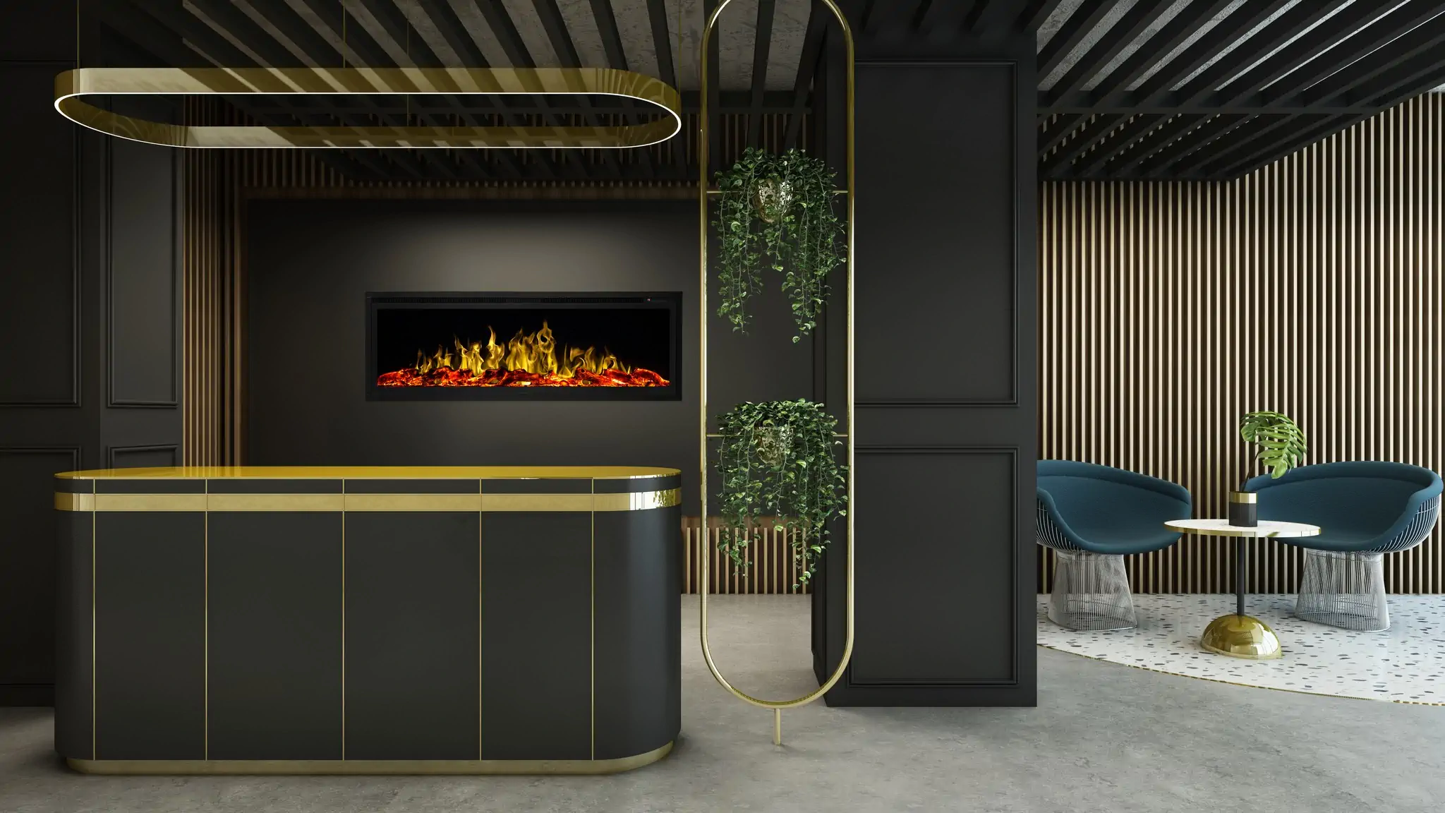 Aflamo fireplaces in luxury commercial spaces